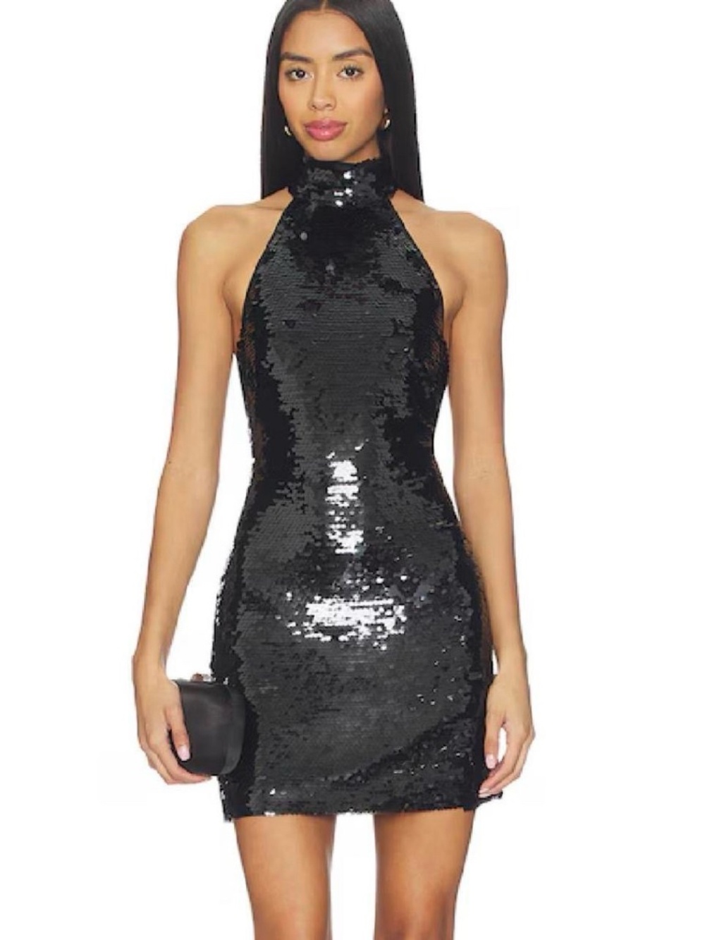 MESHKI Halter Sequin Mini Dress. XS